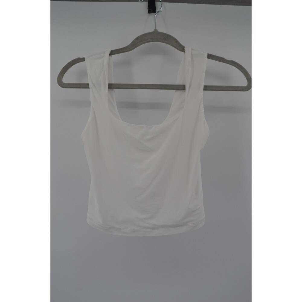 Aerie SMOOTHEZ White Fitted Tank Top Stretch Smoothing Scoop Neck M